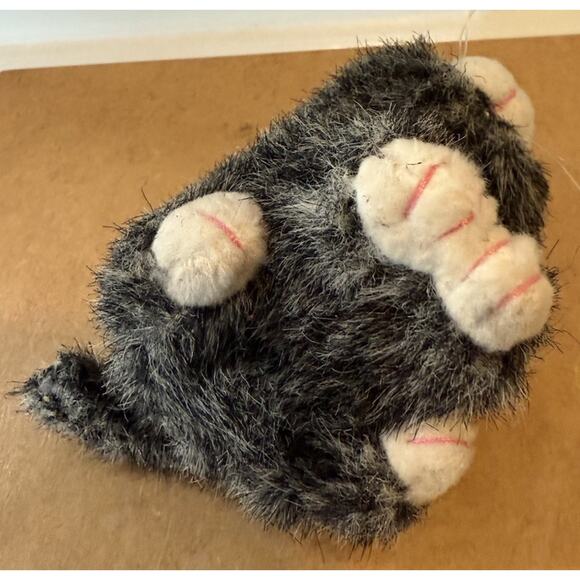 Vintage Gray & White Vibrating Cat Plush Toy Pull Cord Kitten Stuffed Animal - Picture 5 of 6